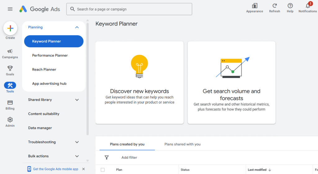 google keyword planner